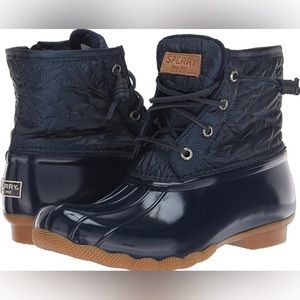 Sperry Saltwater Navy Quilted Duck Boots